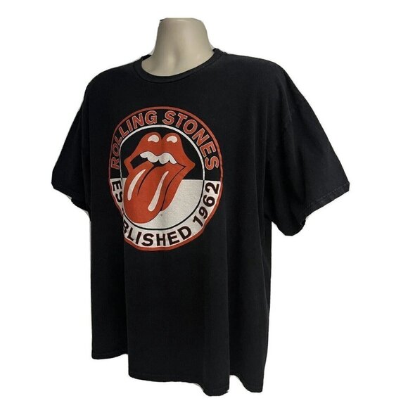 Rolling Stones Mens Black Graphic T-Shirt 2XL Stretch Music Logo Rock N Roll - Picture 3 of 6